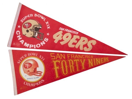1980s San Francisco 49ers Super Bowl Vintage Pennant Collection of 140  
